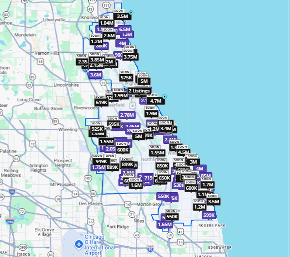 Chicago and North Shore buyer search context map